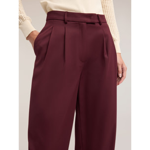 Motivi - Pantalones barrel de viscosa - Burgundy