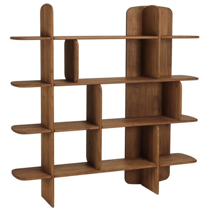 SIXTINE - Bibliothèque 160x160cm en bois de teck recyclé