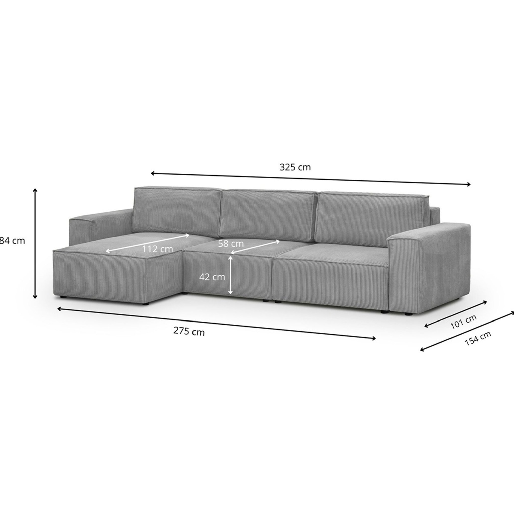 Canapé d'angle modulable 5 places en velours côtelé - Harper Mod