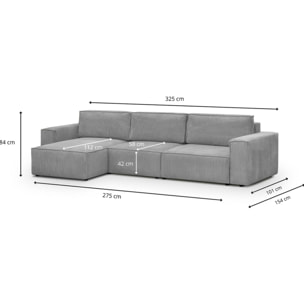Canapé d'angle modulable 5 places en velours côtelé - Harper Mod