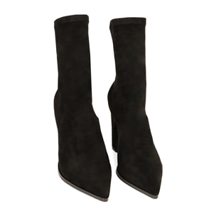 Stivaletti neri in microfibra, tacco 9,5 cm