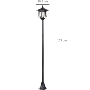 Conjunto de 2 Farolas Solares Luces de Solar para Jardín con Panel Solar Encendido Automático Protección al Ambiente y 6 Luces LED para Terraza Patio Ø26,5x177 cm Negro