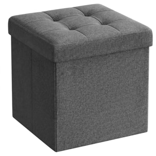 Pouf contenitore pieghevole grigio scuro effetto lino