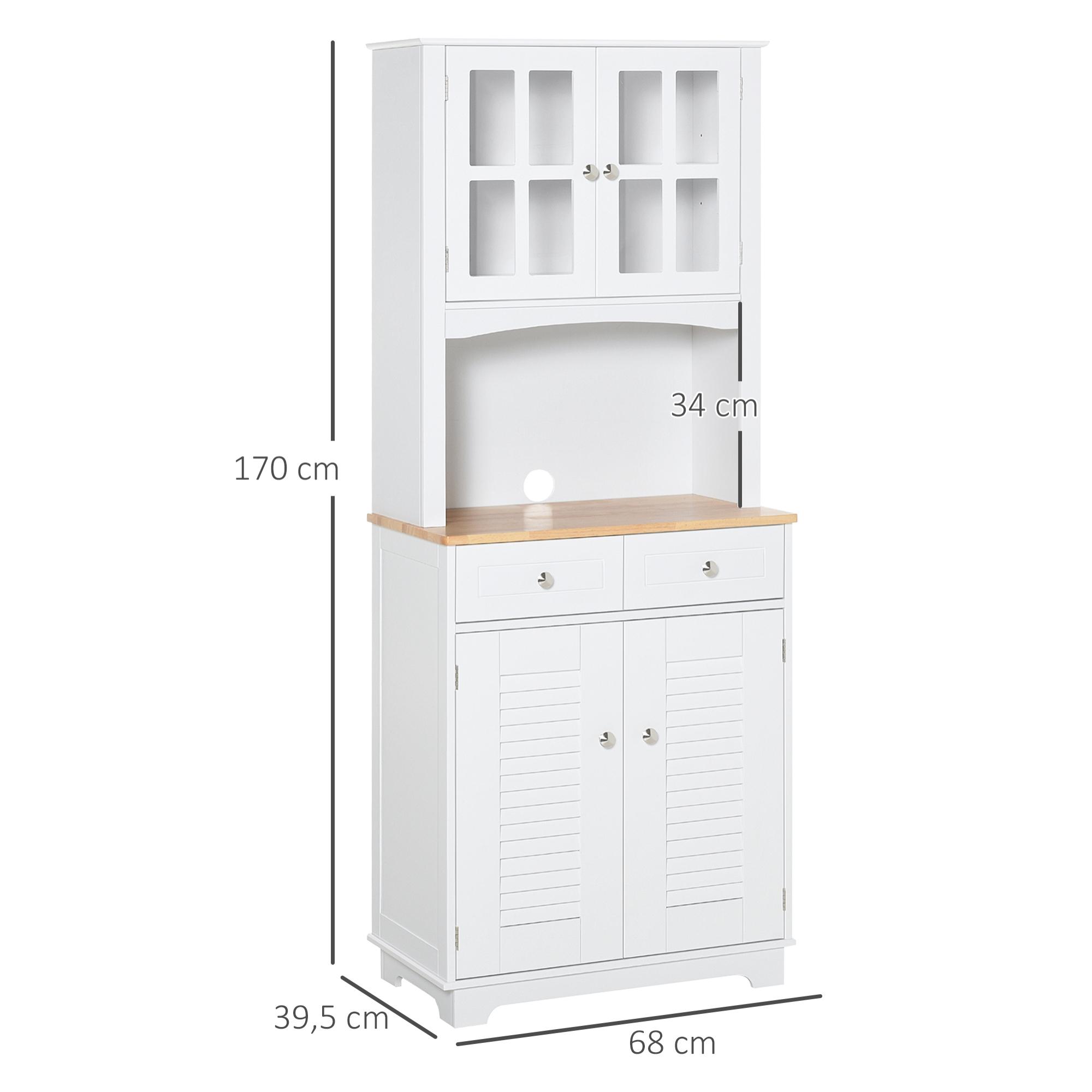 Alacena Cocina de MDF, Madera de Caucho 68x39,5x170cm Blanco