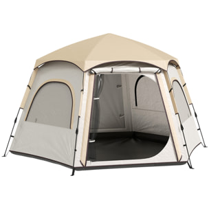 Tienda de Campaña para 2-4 Personas Tienda de Camping Plegable con Fácil Instalación Ventanas de Malla Gancho y Bolsa de Transporte Protección UV Impermeable para Senderismo Blanco y Beige