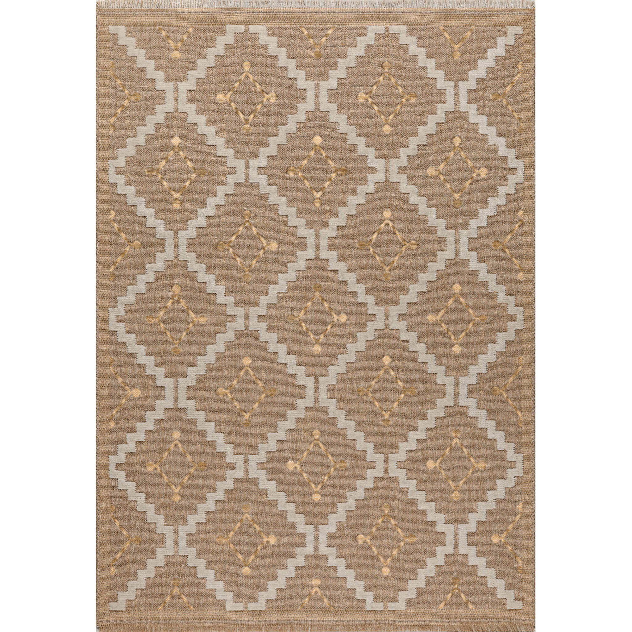 Tulum - Tapis effet jute motif losange jaune