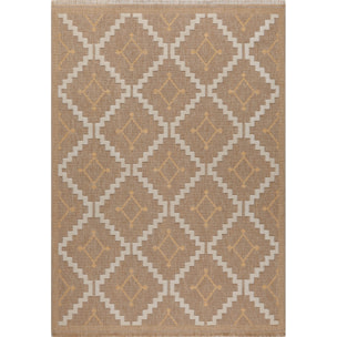 Tulum - Tapis effet jute motif losange jaune