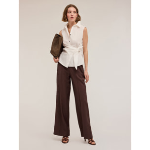 Motivi - Pantaloni palazzo in raso - Marrone