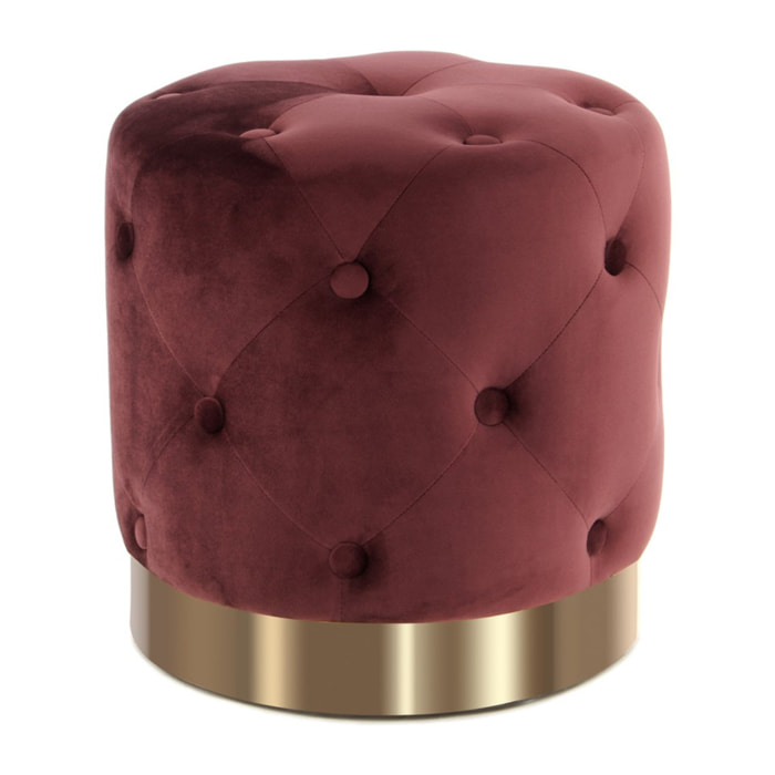 Pouf contenitore Piano in velluto bordeaux e oro