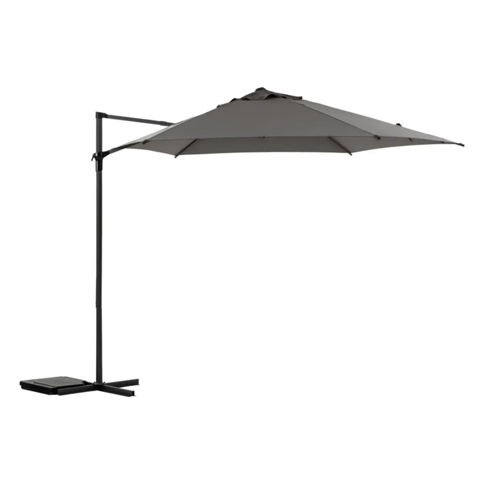 Parasol déporté rond "Naulia" Ardoise 3,3m en acier polyester et nylon