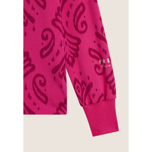 Tuta donna in jersey con felpa girocollo stampa floreale