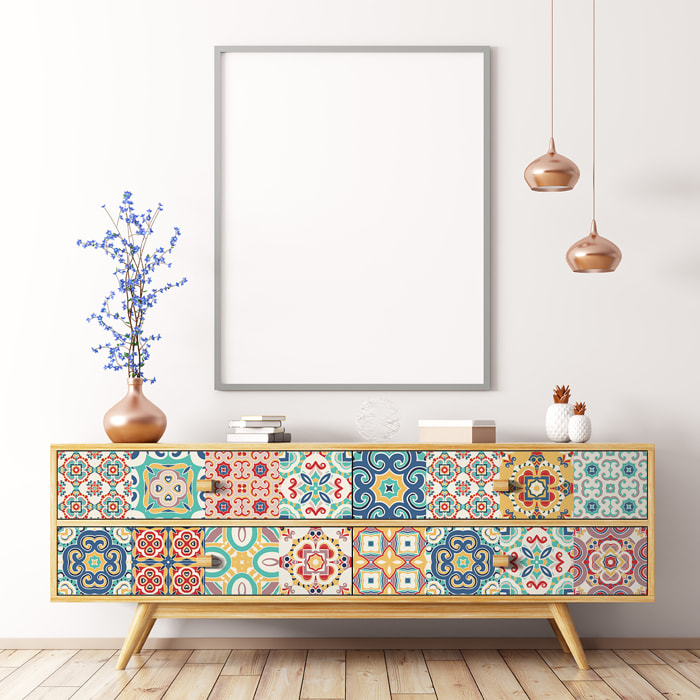 Stickers décoration Meuble - Sticker adhésif Cuisine Salon - 24 STICKERS CARRELAGES MEUBLE GEORGINA