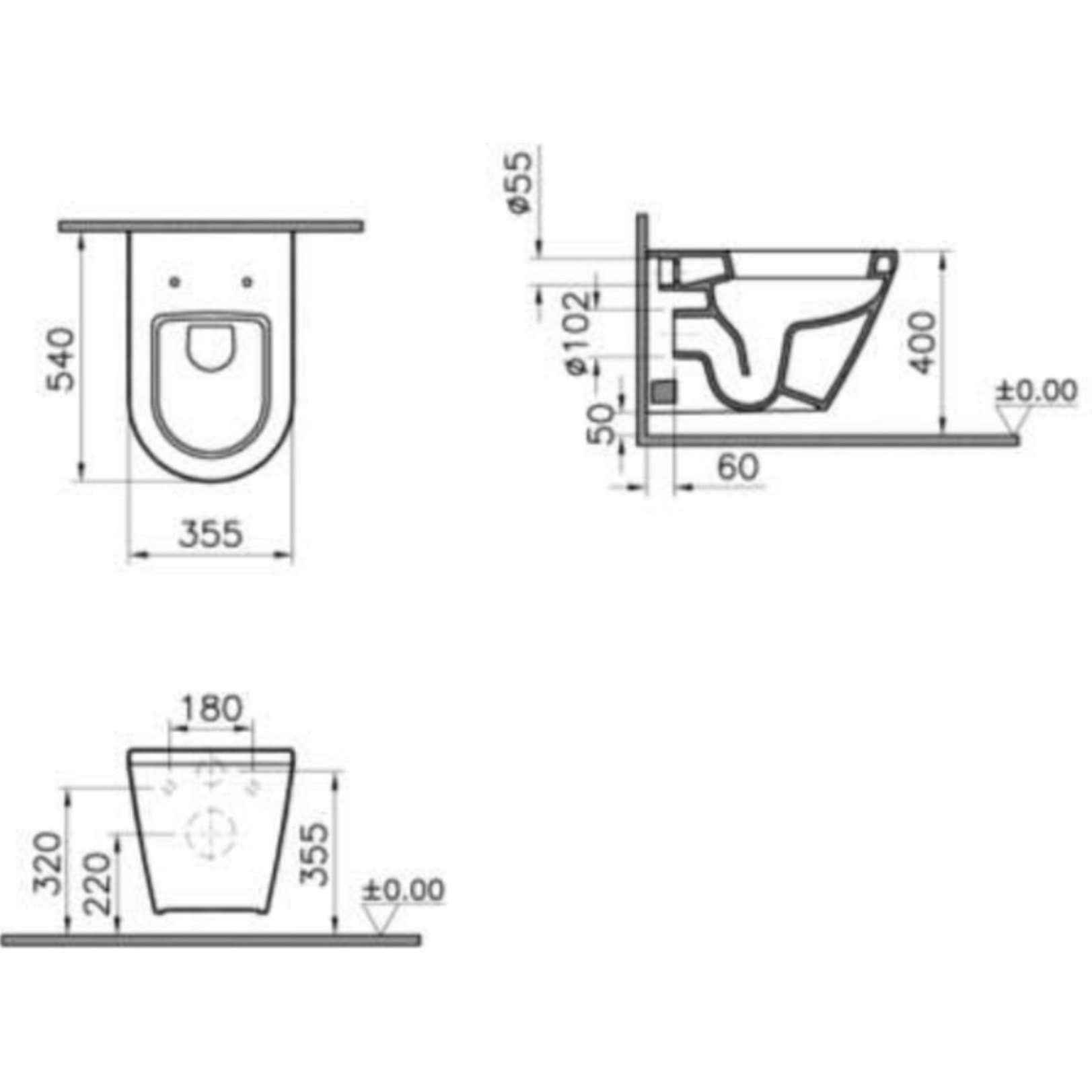 Pack WC Bati-support Geberit Duofix + WC suspendu  Vitra Integra + Abattant en Duroplast + Plaque blanche + Set d'habillage
