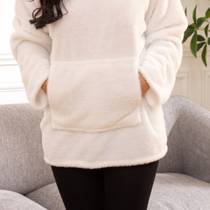 Plaid sweat capuche flanelle Teddy blanc taille unique