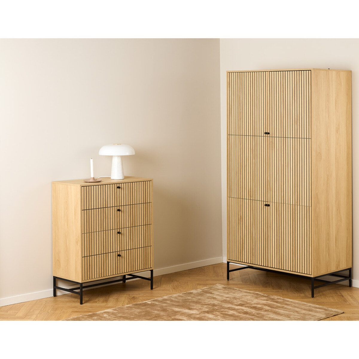 Marc - commode 4 tiroirs - bois - pieds en métal - Bois