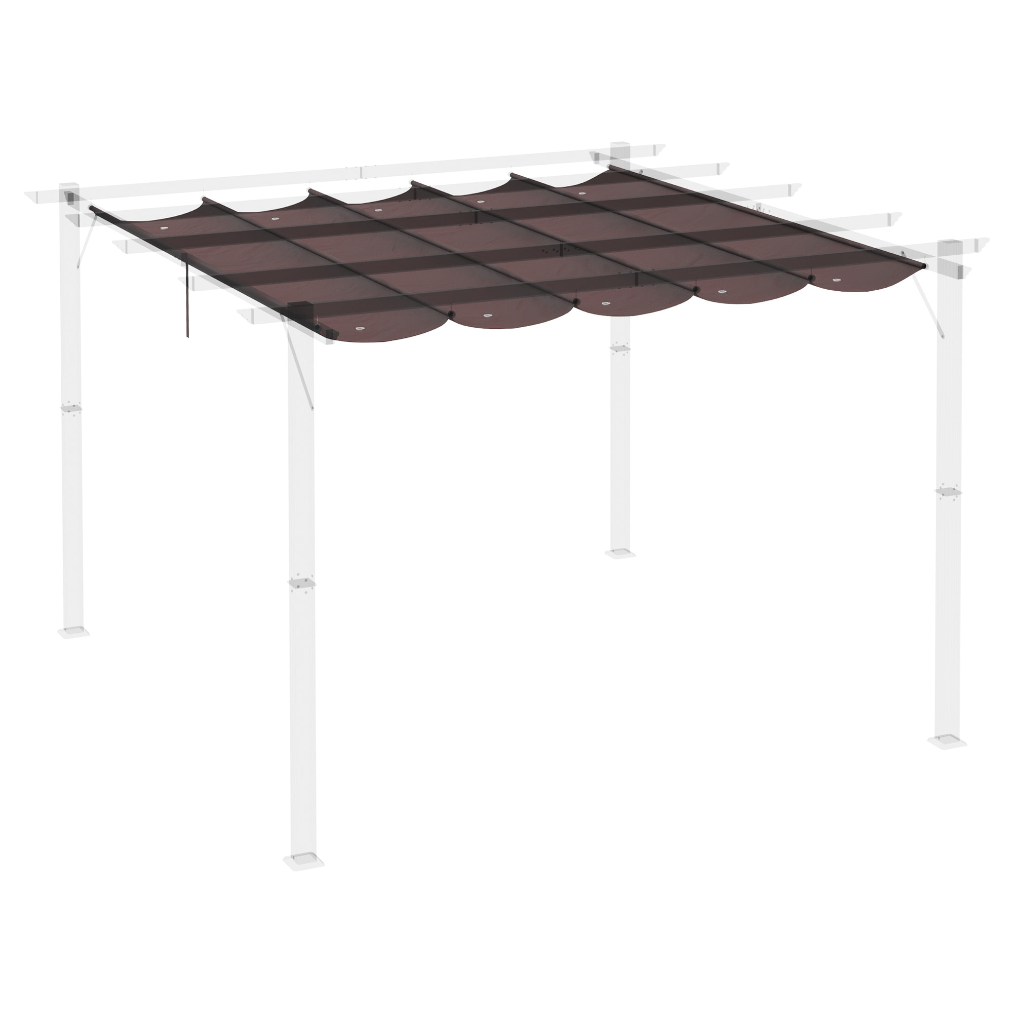 Cubierta para Pérgola Retráctil 2,5x2,55m Toldo con 10 Orificios de Drenaje Café