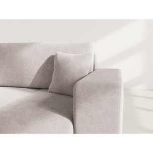 Nicole - Canapé droit 4 places convertible avec coffre en tissu - Gris clair