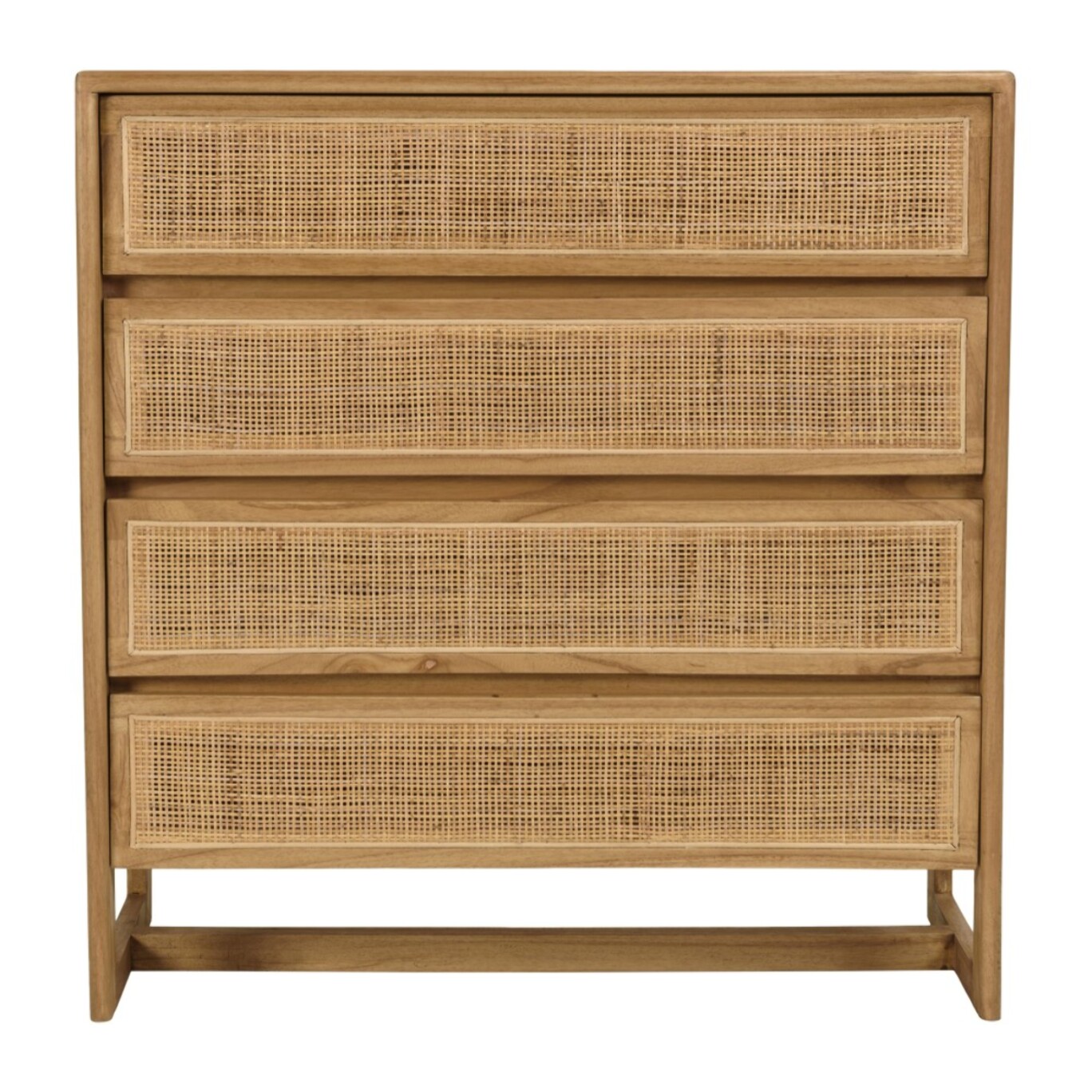 AMY - Commode 4 tiroirs 90cm en bois de mindi et rotin naturel
