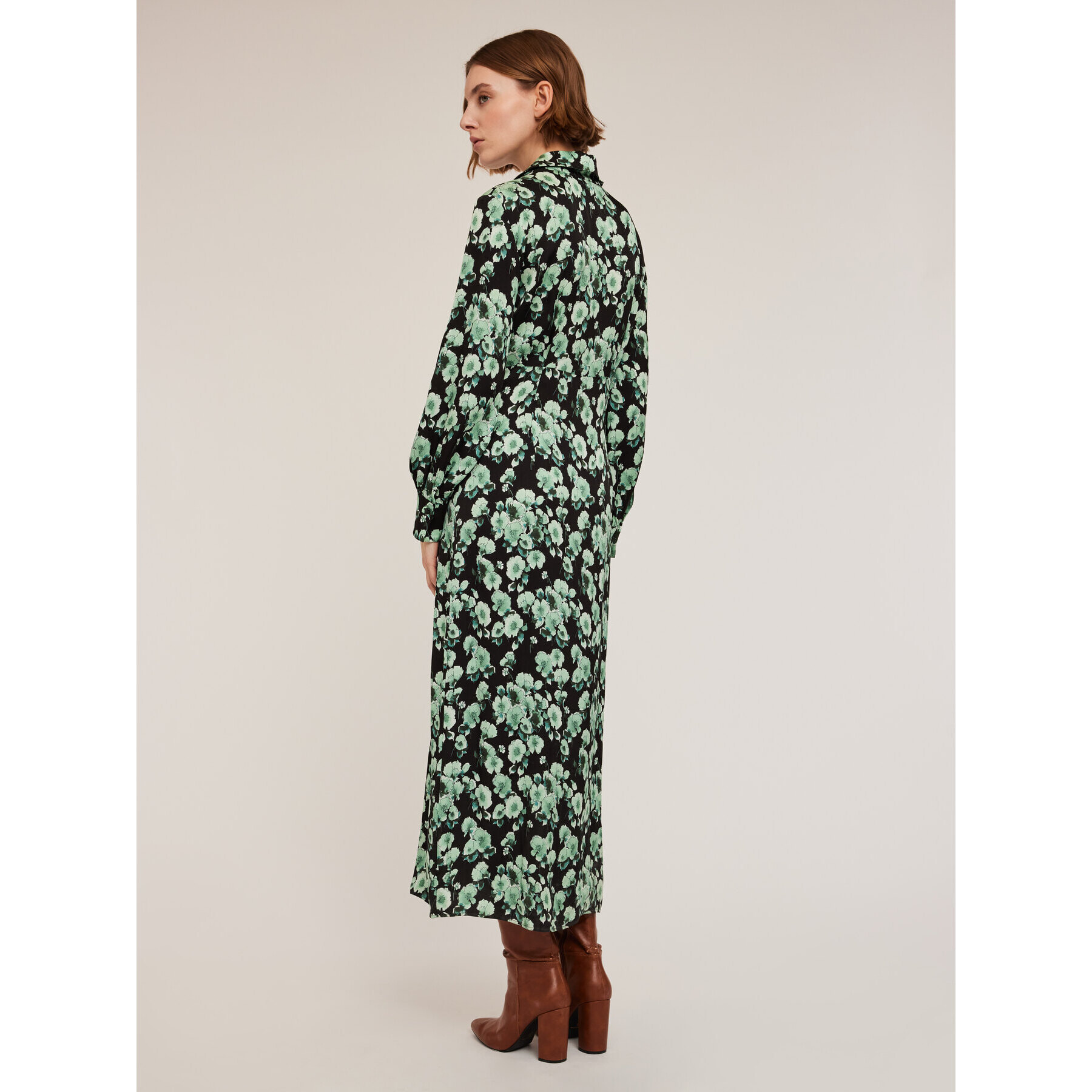 Motivi - Vestito chemisier in raso fantasia floreale - Verde