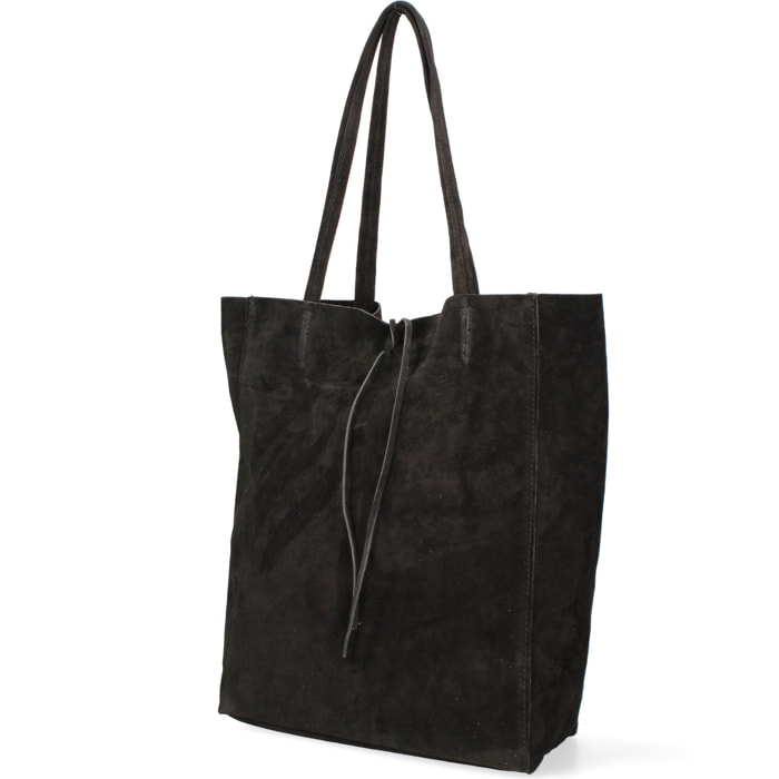 Borsa a mano da donna Made in Italy - Modello Lumena Prime - 100% pelle scamosciata - 28.0 x 35.5 x 12.5 cm