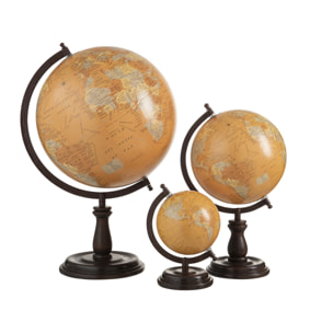 J-Line mappemonde Sur Pied - bois - ocre - large