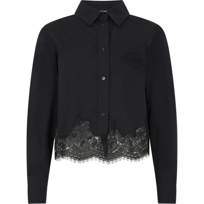 PHILIPP PLEIN Popeline Cropped Shirt Lace