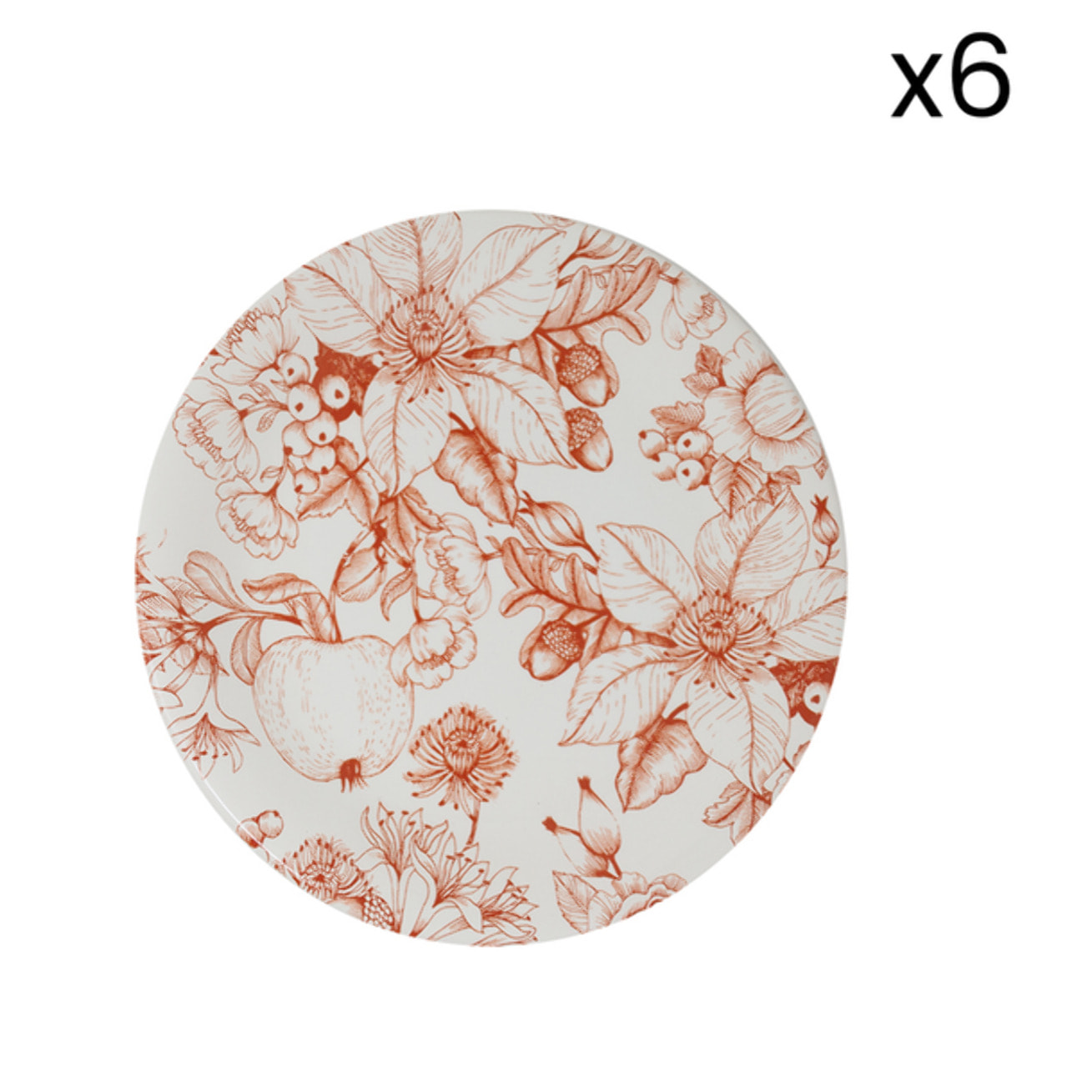 Set 6 piatti piani Jacquard in ceramica sottosmalto