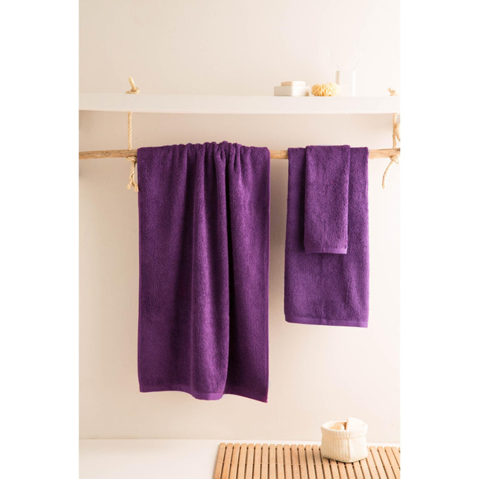 Set de 3 serviettes en coton 550 gr/m2 couleur Violet