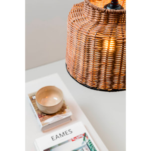 SAIPAN Lampe suspension noire/rotin