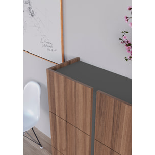 Zapatero Hessa melamina nogal detalle grafito 122x95x35 cm