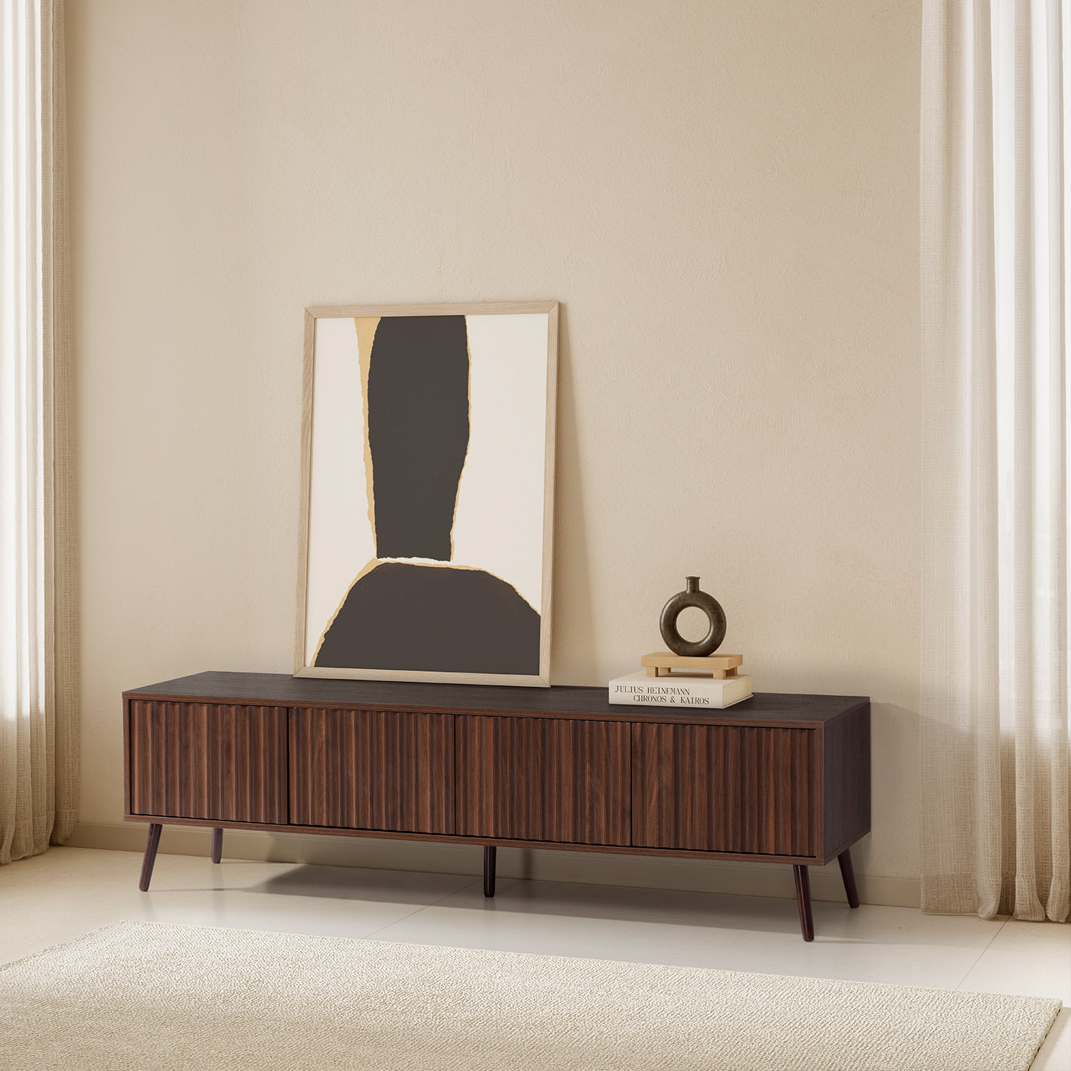 Mueble TV Lluvia 4 puertas efecto Nogal