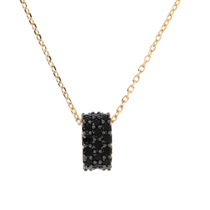 Collana Golden Catena Forzatina con Pendente in Pavé di Spinello Nero