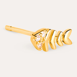 Orecchino Singolo Fishbone Spark Argento Placcato Oro