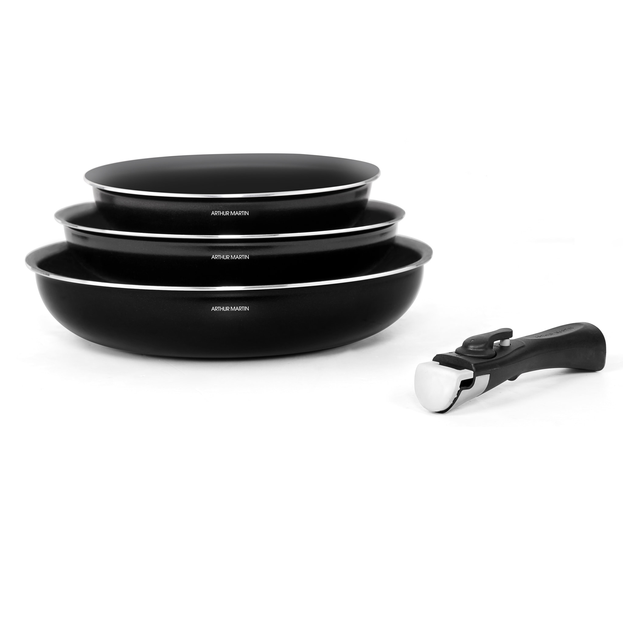 Set de 3 poêles 20/24/28cm Noir Brillant