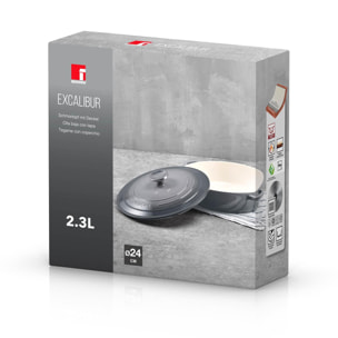 olla baja con tapa de ø24cm y 2,3l en aluminio fundido color gris