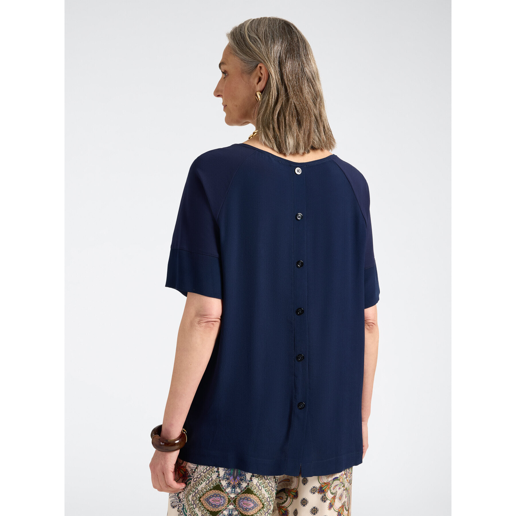 Elena Mirò - Camiseta con botones en la espalda - Azul