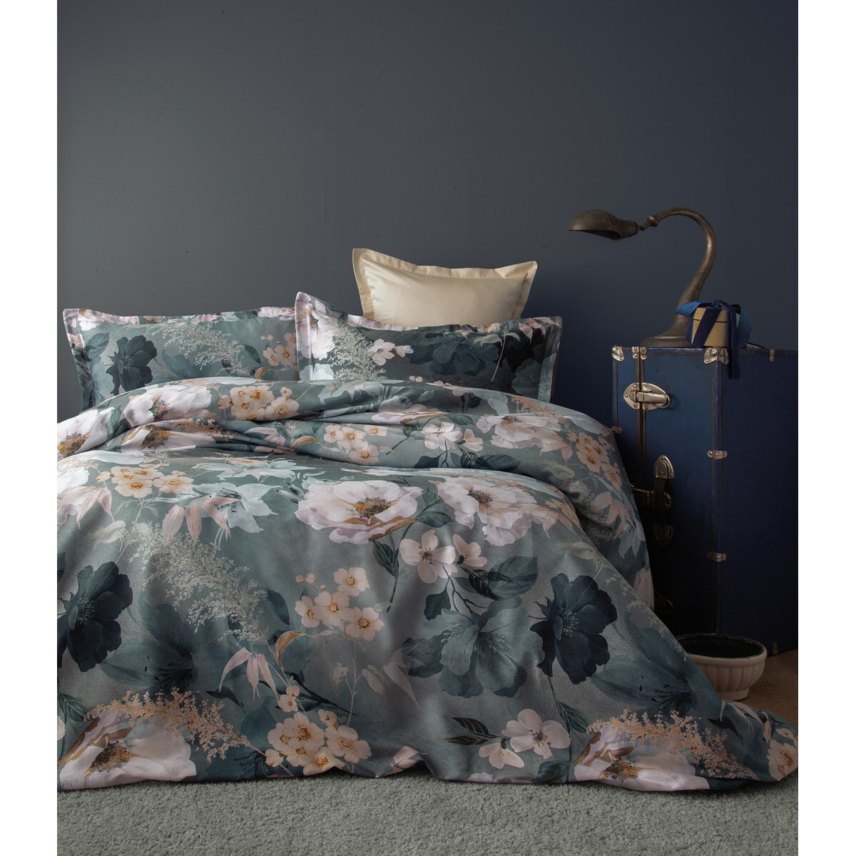 Parure housse de couette et taies oreiller 100% Satin de Coton imprimé
