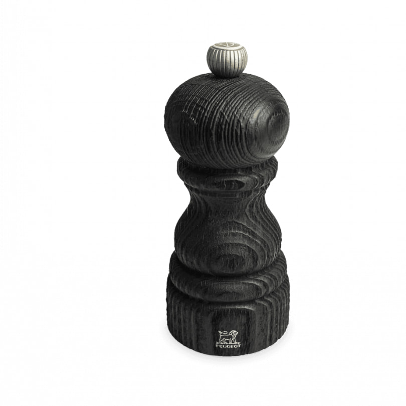Moulin à sel manuel en bois upcyclé, noir, 12 cm - 5in Paris Nature Black