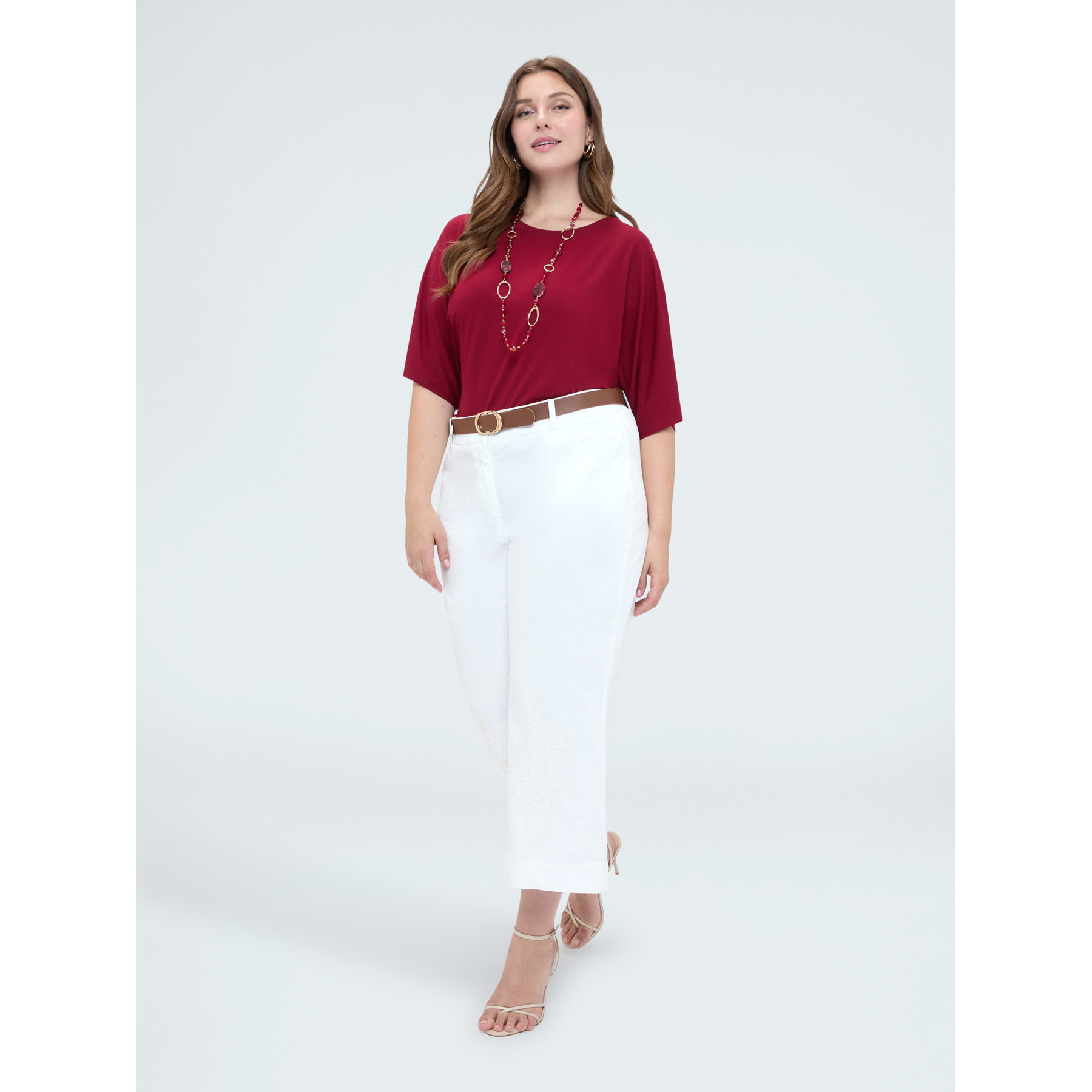 Fiorella Rubino - T-shirt in jersey con cut-out - Bordeaux