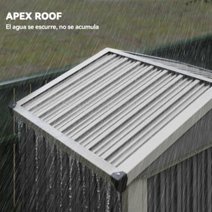 Caseta de Jardín Exterior 1,1 m², 133x87x178 cm, Cobertizo de Jardín Exterior Metá¡lico con Puertas Correderas, Techo Inclinado y Guantes, para Almacenaje de Herramientas Bicicletas, Gris