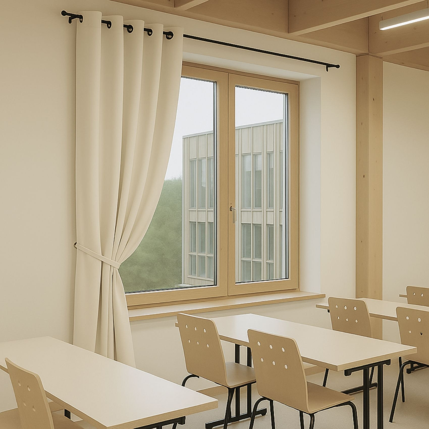 Rideau 100% Occultant Ignifugé M1 Non Feu Ecru - Ecru