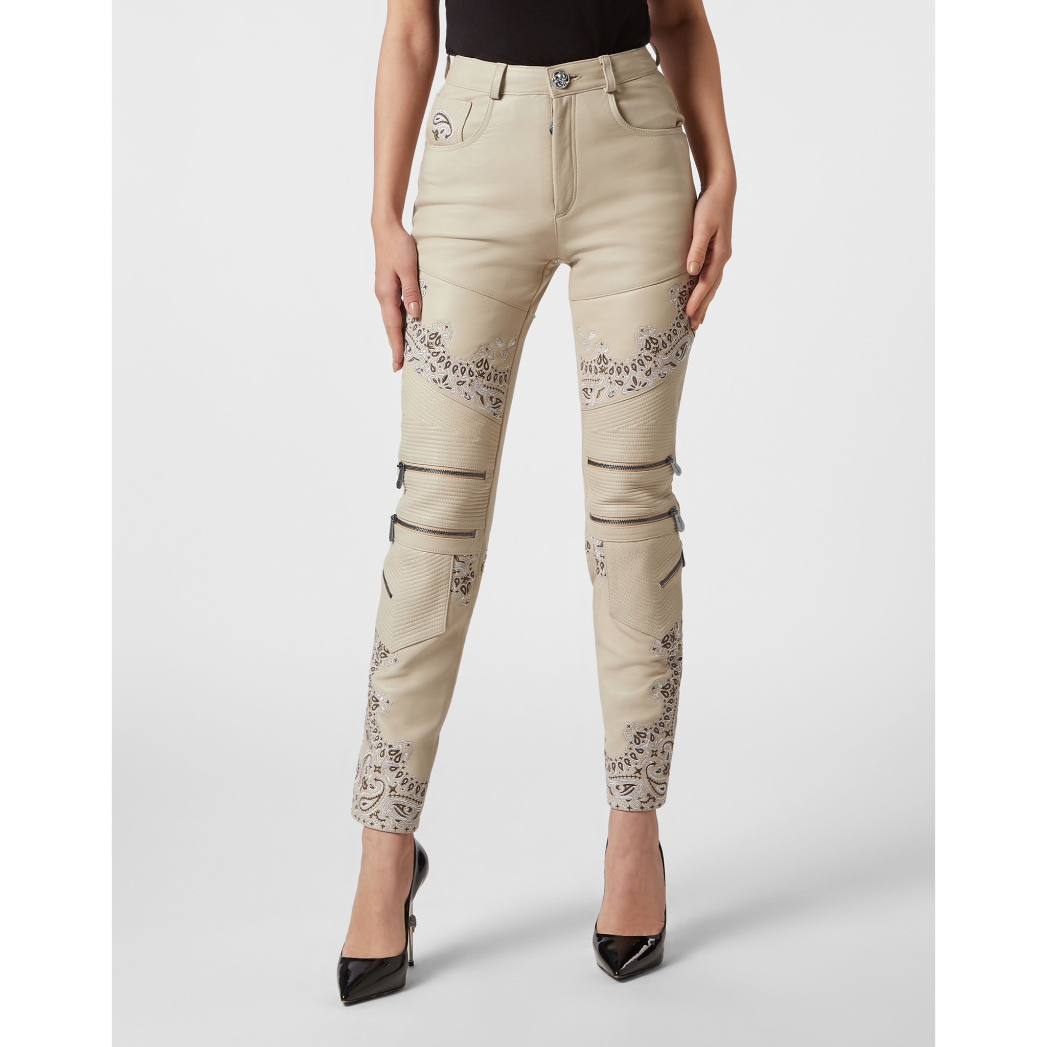 PHILIPP PLEIN Leather Trousers PAISLEY