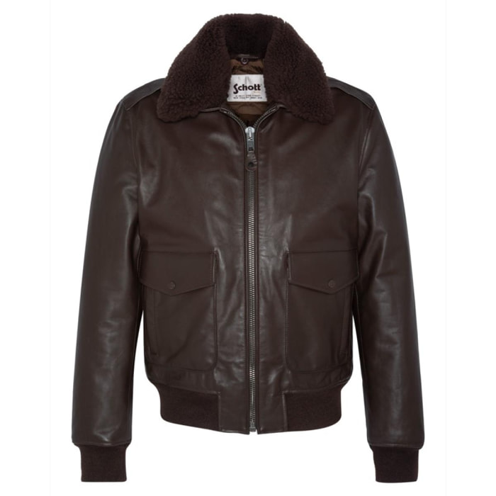 LCFLYW22X PILOT JACKET WITH SHEEPSKIN COLLAR COWHIDE Marrone