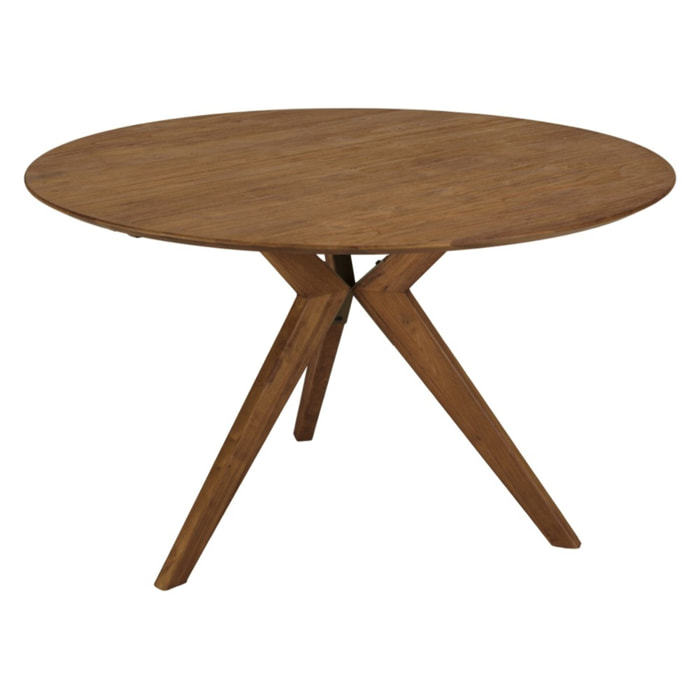 SIXTINE - Table à manger ronde en bois de teck recyclé D130cm