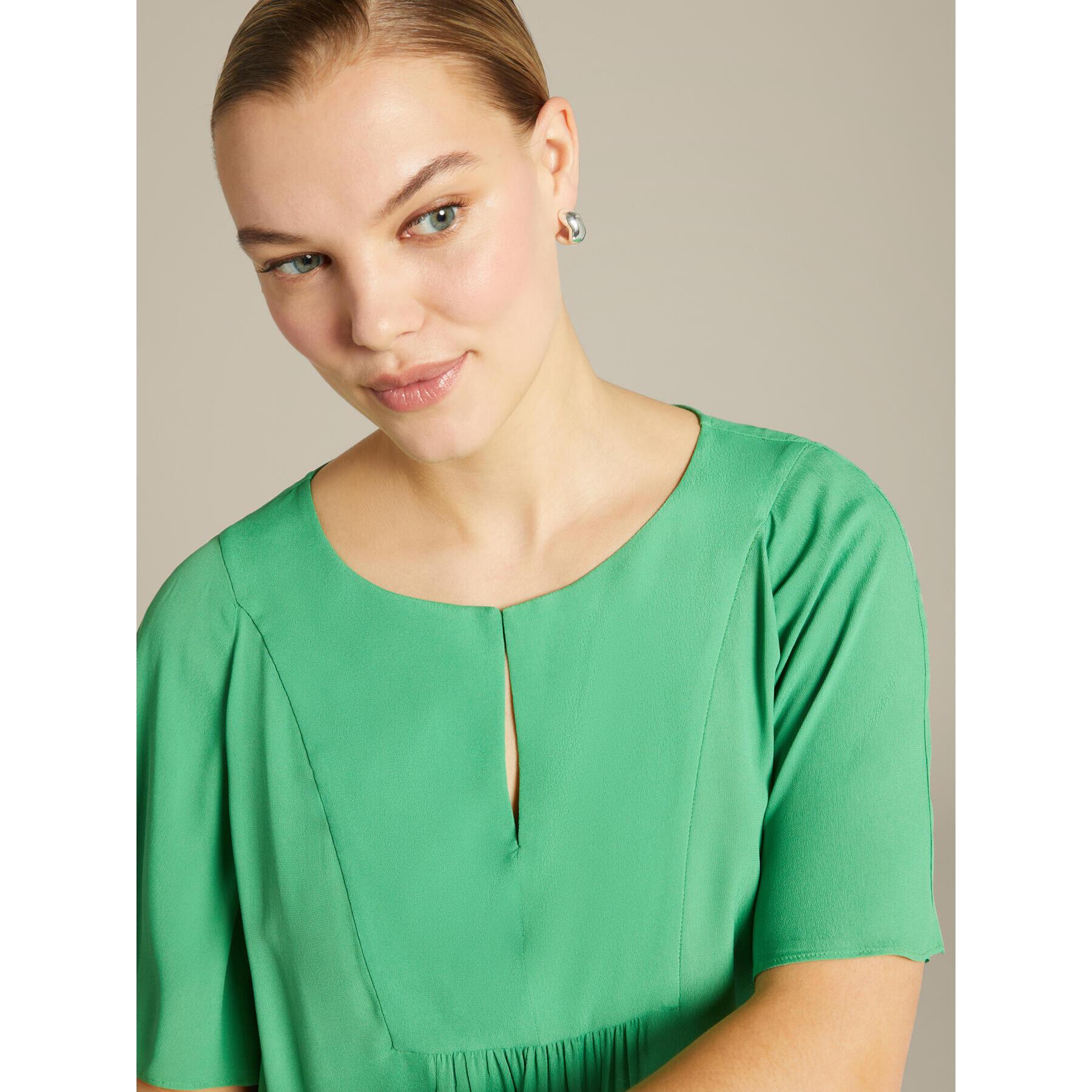 Elena Mirò - Blusa acampanada con fruncidos - Verde