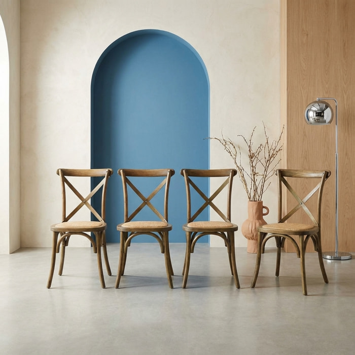 Chaise de bistrot vintage bois (lot de 4) BELLEVILLE