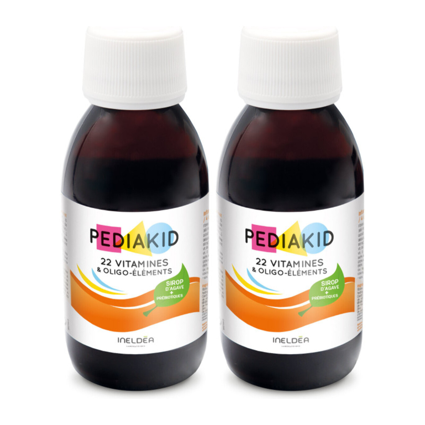 PEDIAKID - 22 Vitamines et Oligo-Éléments - Complément Alimentaire Naturel - Formule Exclusive au Sirop d'Agave - Optimise les Apports en Vitamines et Minéraux - Lot de 2 flacons 125ml