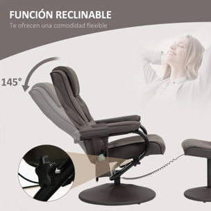 Sillón Relax Reclinable con Reposapiés Sillón de Masaje Eléctrico con 10 Puntos de Masaje Sillón Relax Giratorio con Mando a Distancia para Salón Oficina Marrón