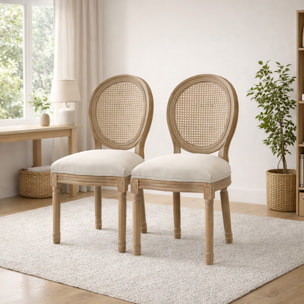 Lot de 2 chaises médaillon – Style Louis XVI – Dossier cannage