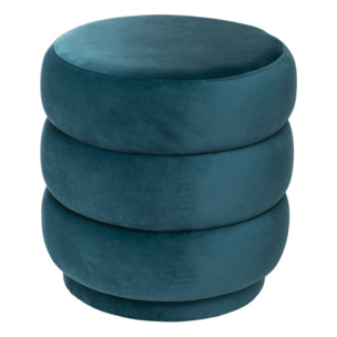 Pouf en velours "Sinan" Atmosphera - Couleur: Bleu canard